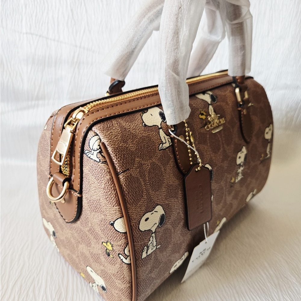 Coach x Pesnuts Rowan Satchel Bag Signature Canvas Snoopy - Picture 4 of 4